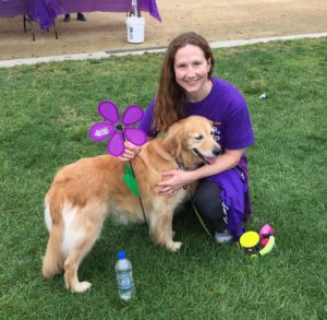Julie and her dog, Hera, at the Walk to End Alzheimer's