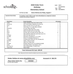 Third Grade Supply List 2020-21 Boys
